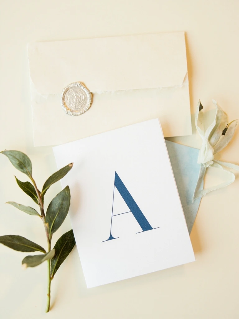 Bespoke wedding stationery suite with monogram and wax seal