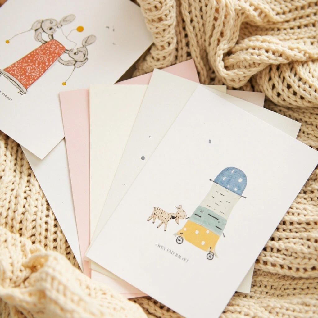 New baby card collection flat-lay