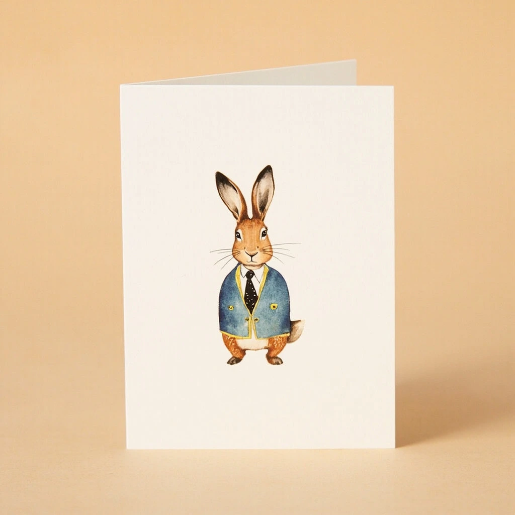 Thumbnail of an illustrated hare greeting card