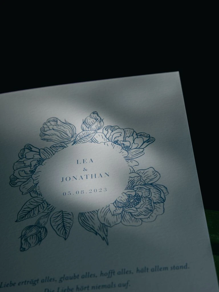 Wedding illustrated card with intertwined olive branches