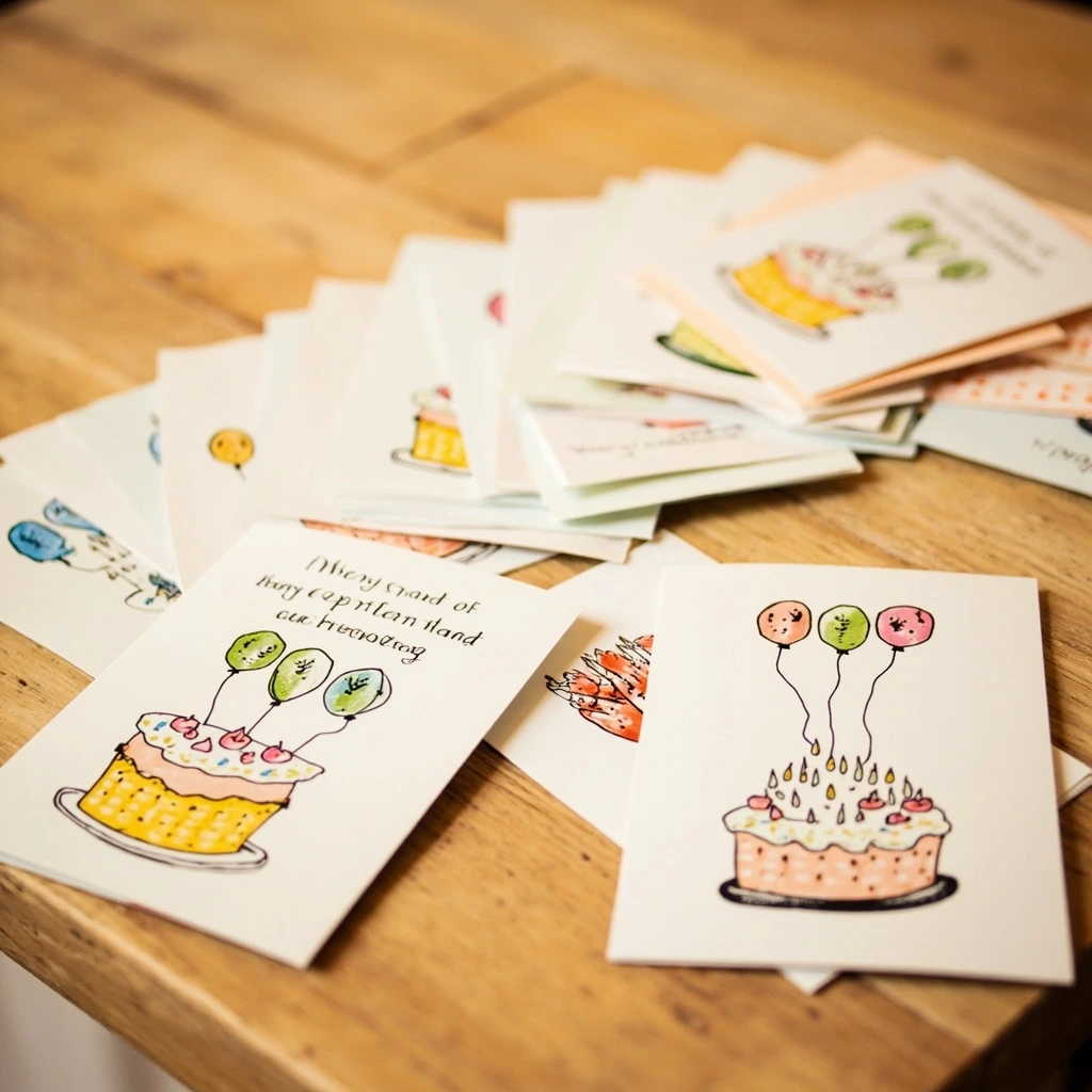 Birthday card collection flat-lay