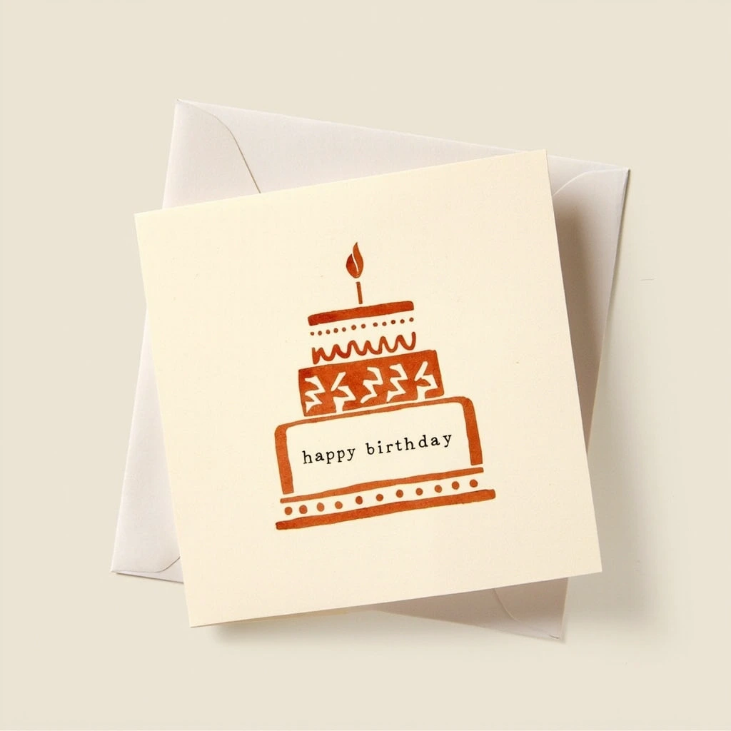 Mid-century birthday cake greeting card